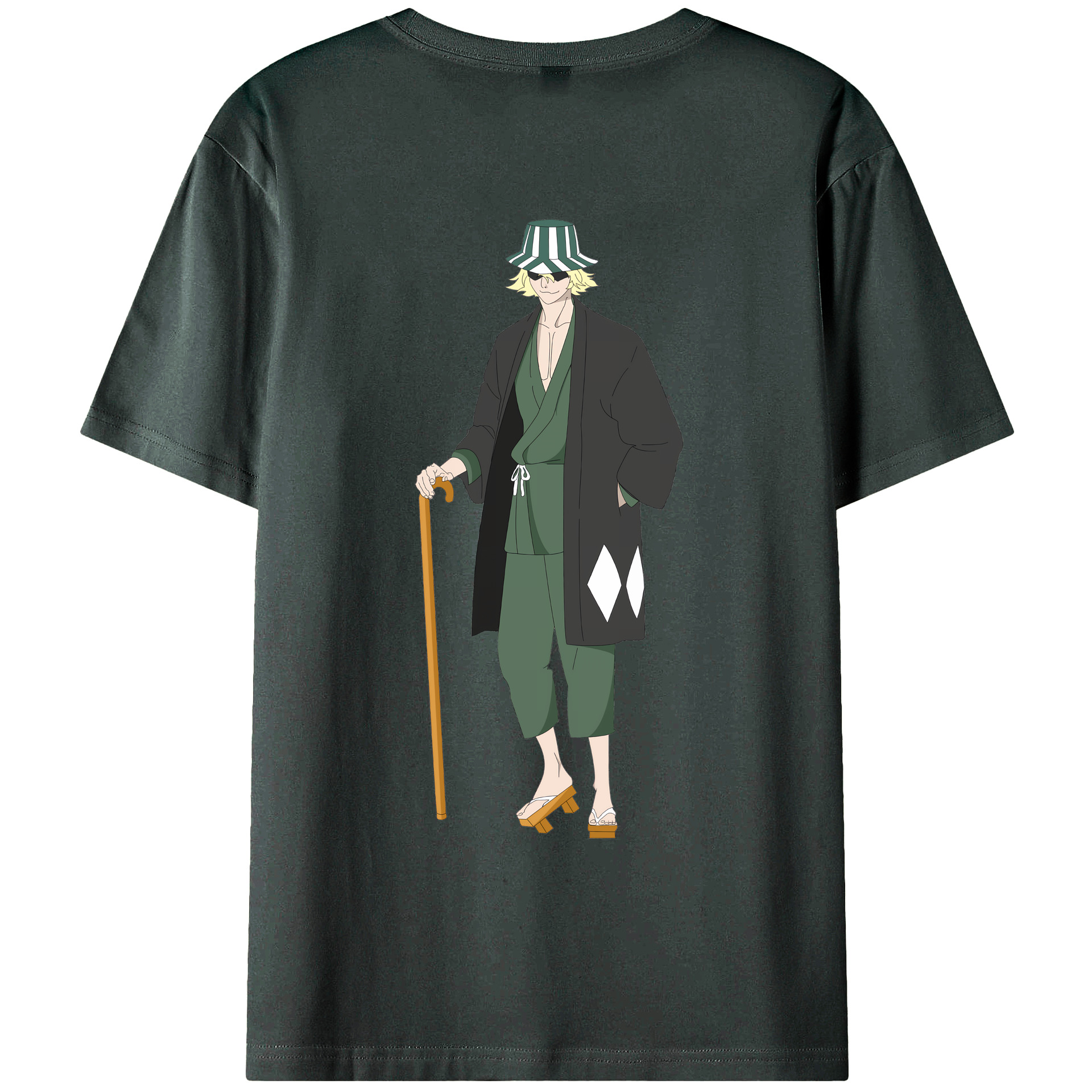 （画像用） "ブリーチ 浦原 喜助（うらはら きすけ） BLEACH Urahara Kisuke " 綿100％ メンズ半袖Tシャツ（バックプリント） 通気性